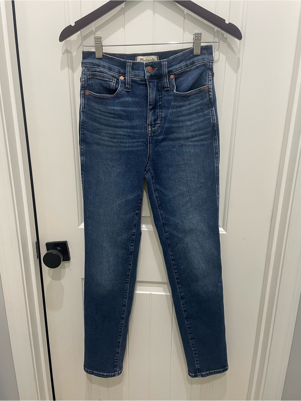 Madewell High-Rise Slim Jeans in Dark Blue Wash